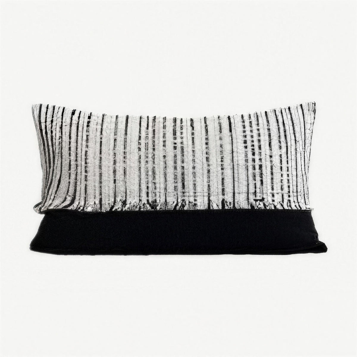 Ivory & Black Stripe Woven Tassel Viscose Linen Cushion Covers
