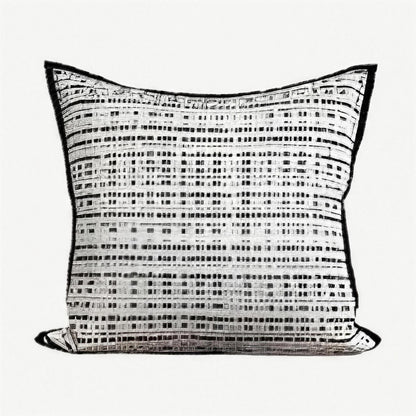 Ivory & Black Tweed Jacquard Viscose Linen Cushion Covers