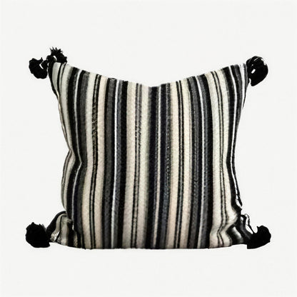 Black & Ivory Stripe Tassel Cushion Covers