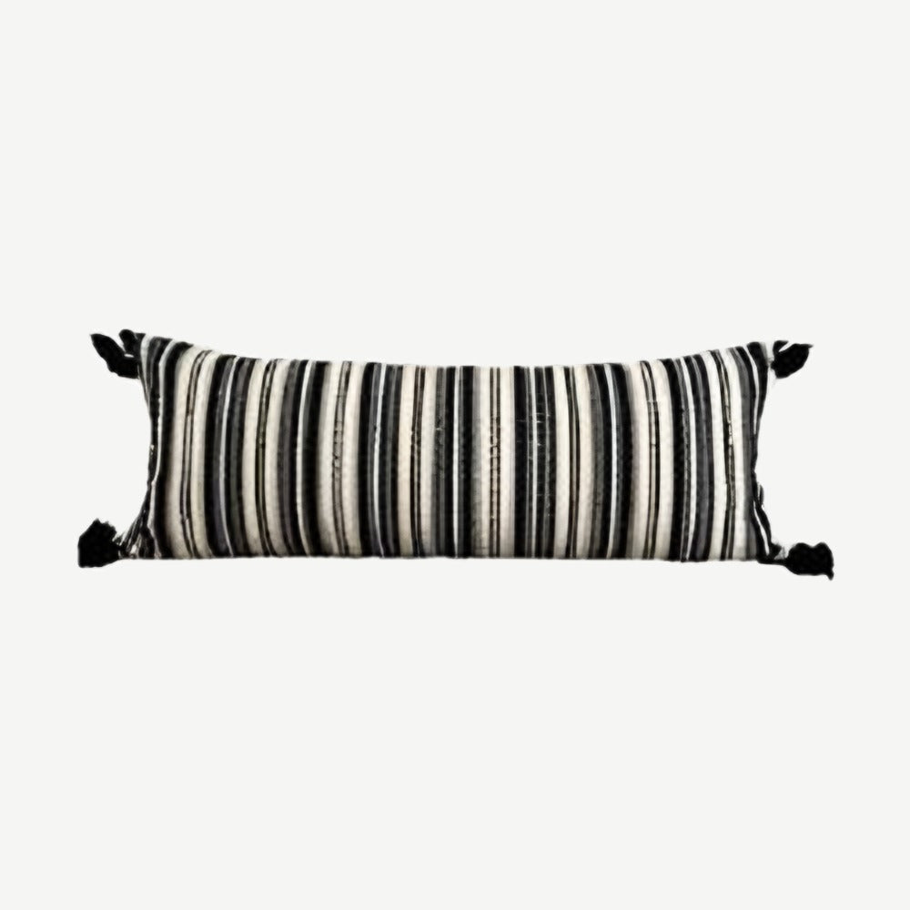 Black & Ivory Stripe Tassel Cushion Covers