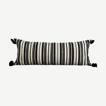 Black & Ivory Stripe Tassel Cushion Covers