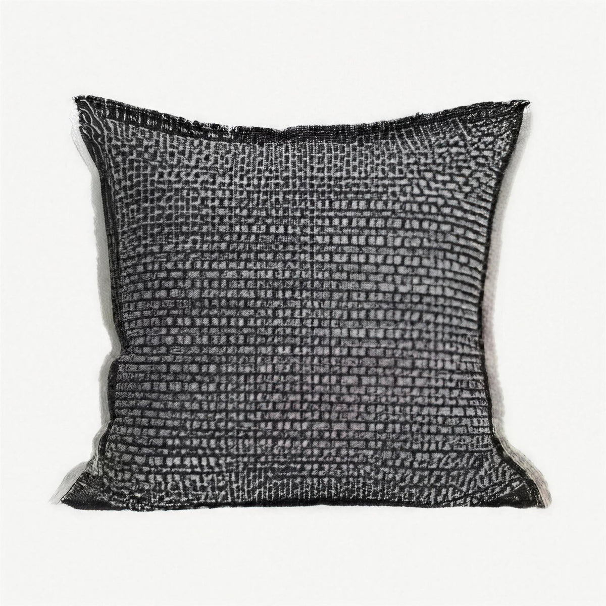 Charcoal Fringed Jacquard Tassel Cushion Covers