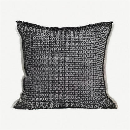 Charcoal Fringed Jacquard Tassel Cushion Covers