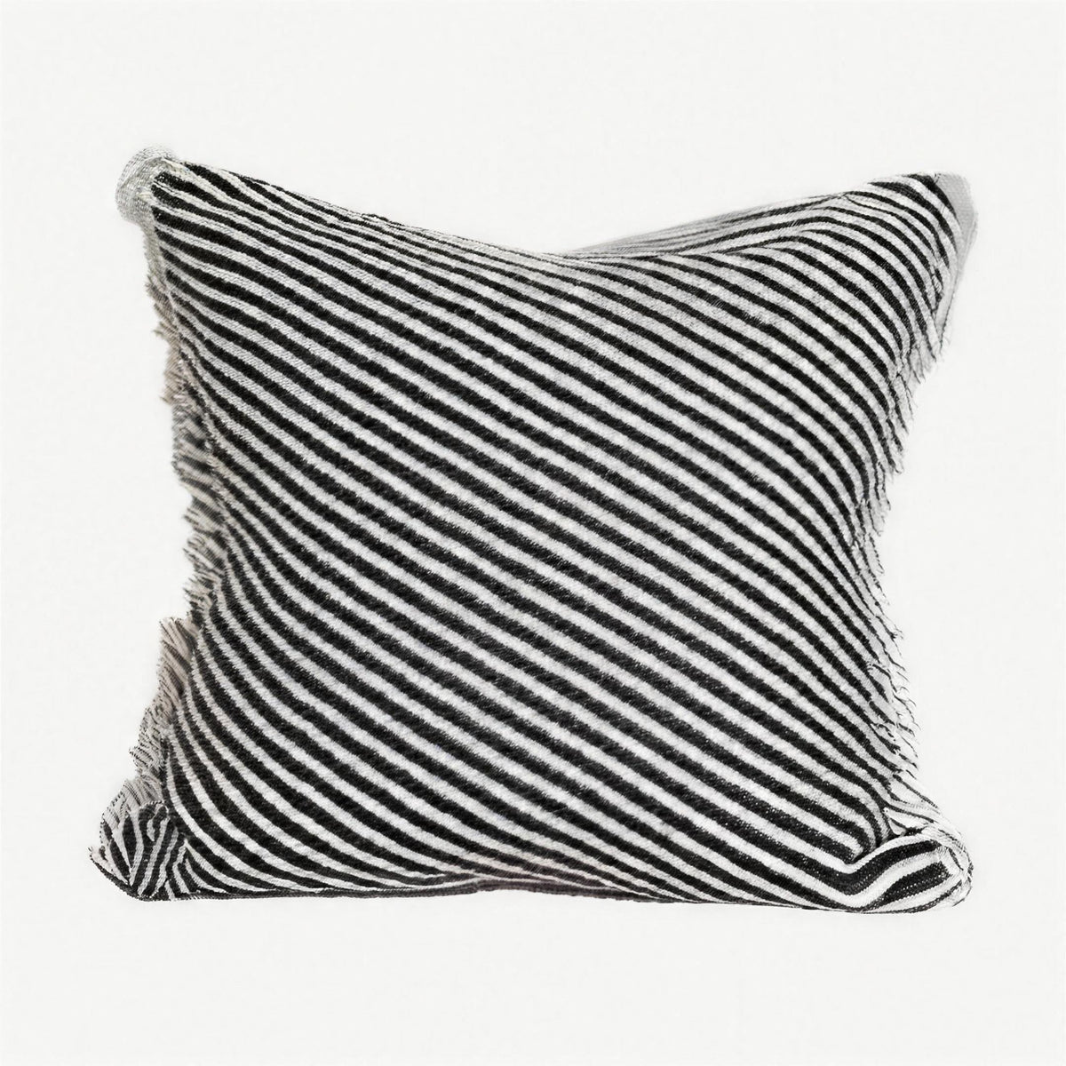 Black & Ivory Stripe Twill Weave Wool Cushion Covers