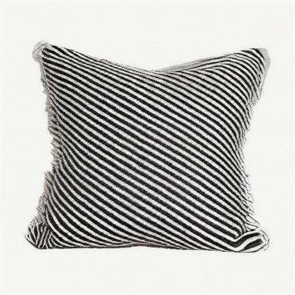Black & Ivory Stripe Twill Weave Wool Cushion Covers