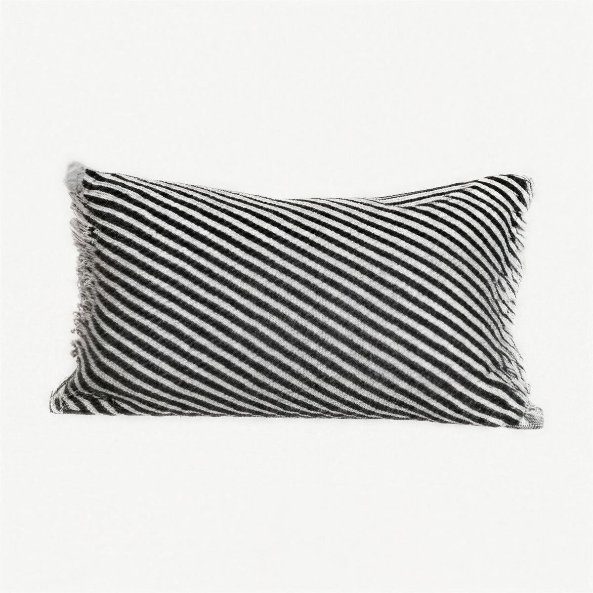 Black & Ivory Stripe Twill Weave Wool Cushion Covers