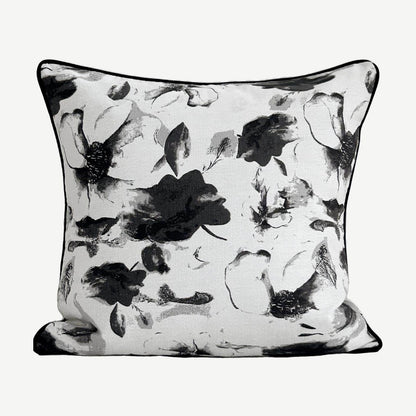 Black & White Floral Jacquard Cushion Covers