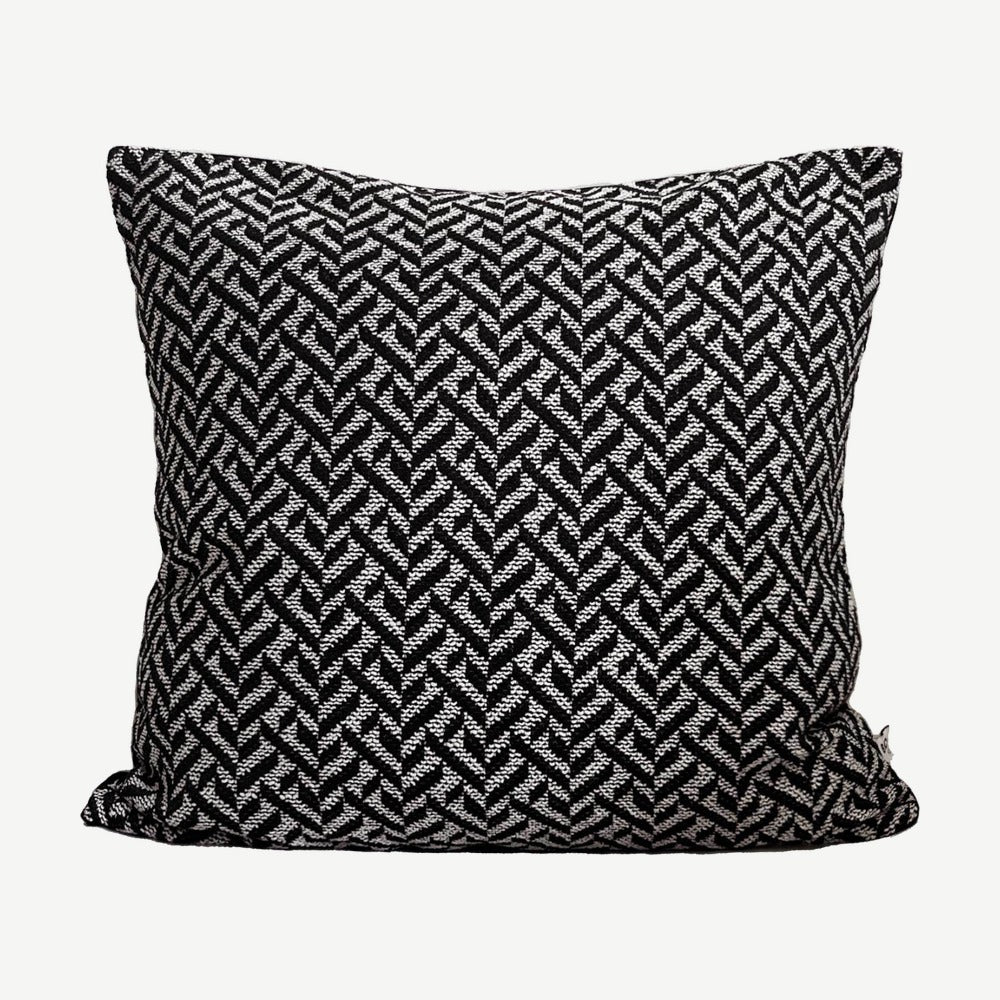 Black & Ivory Herringbone Jacquard Cushion Covers