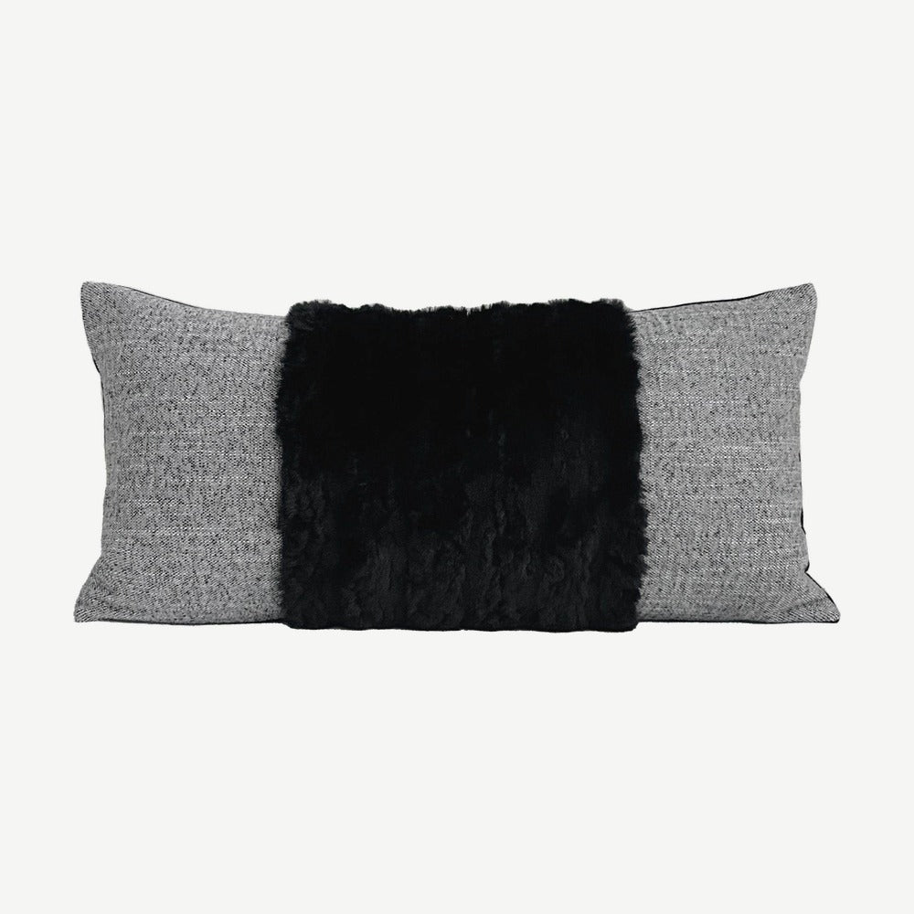 Grey & Black Banded Lumbar Cushion Covers