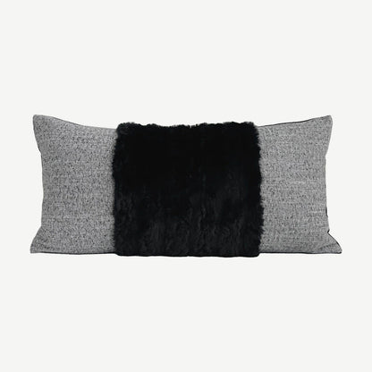Grey & Black Banded Lumbar Cushion Covers