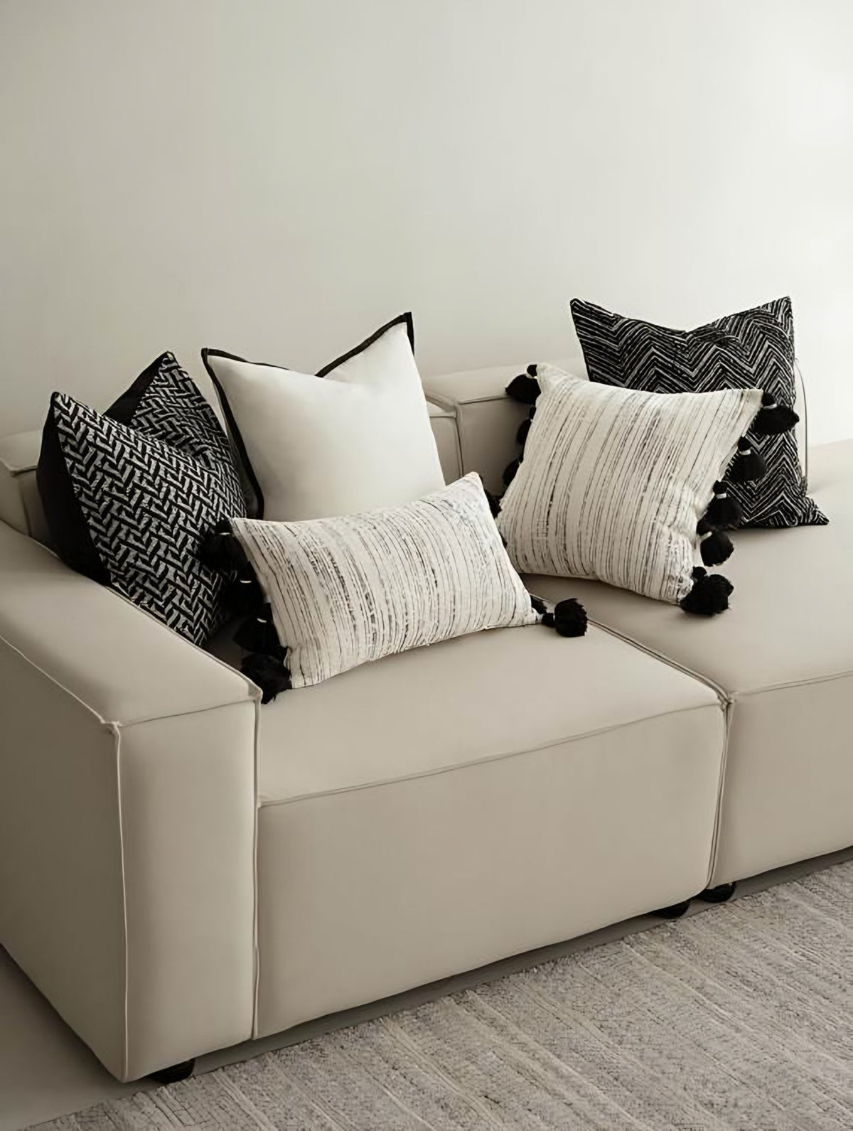 Faux Rabbit Fur Cushion Covers, styled at home