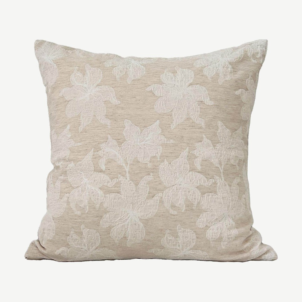 Cream Lily Jacquard Cotton Cushion Covers