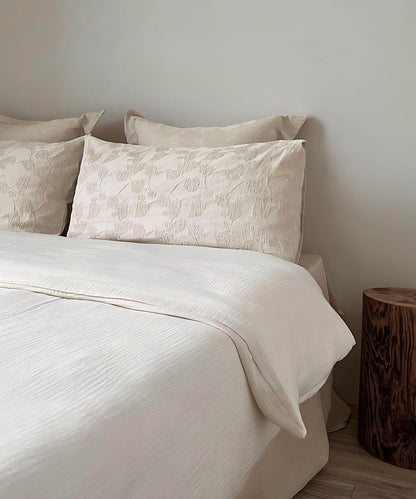 Cream Vine Jacquard Cotton Viscose Oblong Cushion Covers, styled at home
