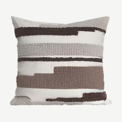 Ivory & Brown Brushstroke Embroidery Cushion Covers