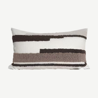 Ivory & Brown Brushstroke Embroidery Cushion Covers
