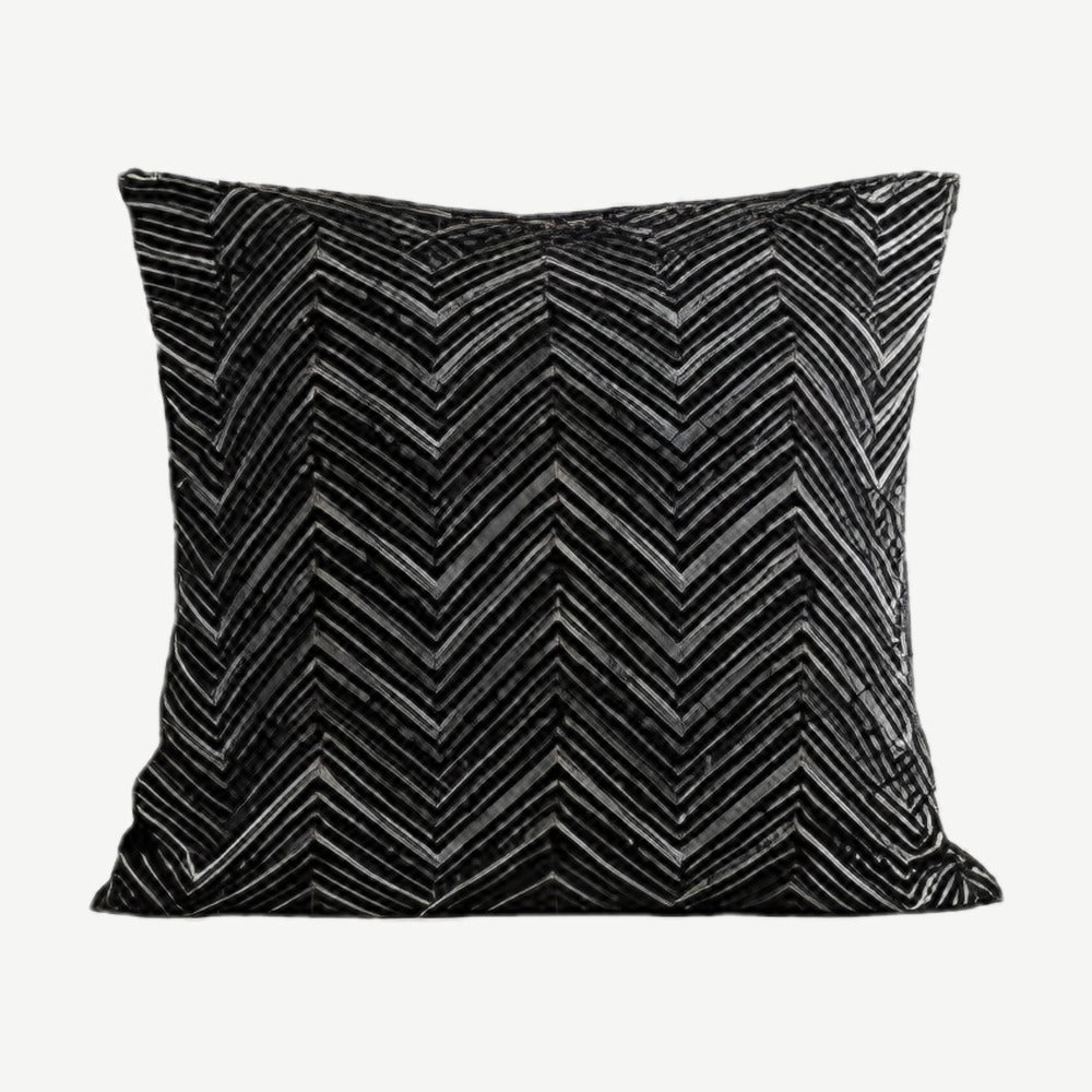 Black & Ivory Chevron Jacquard Cushion Covers