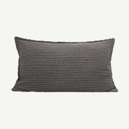 Ribbed Jacquard Cotton Cushion Covers in Dark Coffee