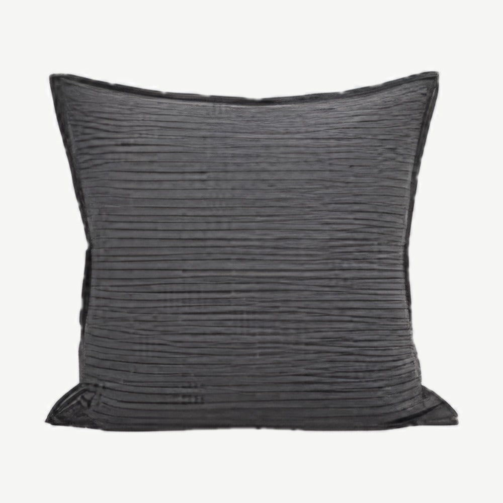 Ribbed Jacquard Cotton Cushion Covers in Dark Grey