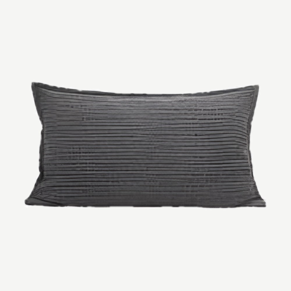 Ribbed Jacquard Cotton Cushion Covers in Dark Grey