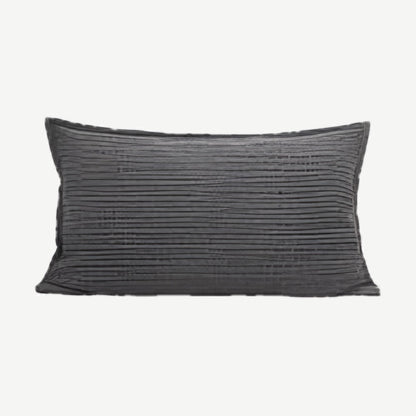 Ribbed Jacquard Cotton Cushion Covers in Dark Grey