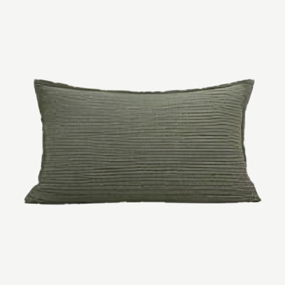 Ribbed Jacquard Cotton Cushion Covers in Grass Green