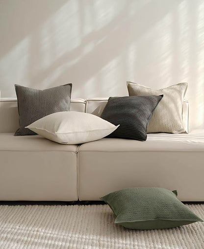 Ribbed Jacquard Cotton Cushion Covers, styled at home