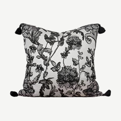 Ivory & Black Lace Jacquard Cushion Covers