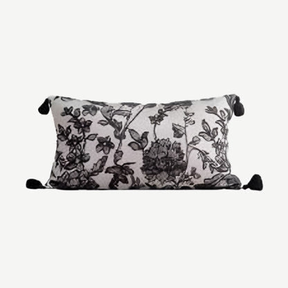 Ivory & Black Lace Jacquard Cushion Covers