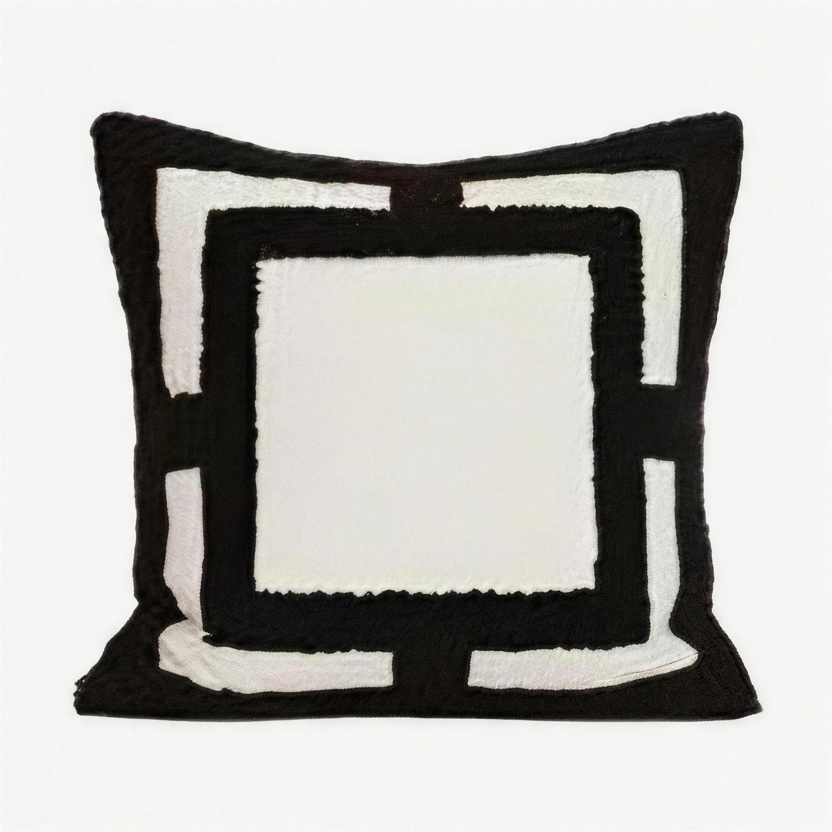 Ivory & Black Framed Tufted Embroidery Cushion Covers