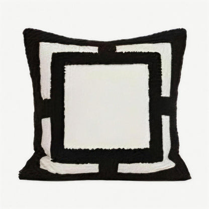 Ivory & Black Framed Tufted Embroidery Cushion Covers