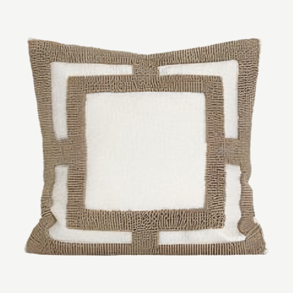 Ivory & Caramel loop-pile embroidery cushion cover, 45 x 45 cm