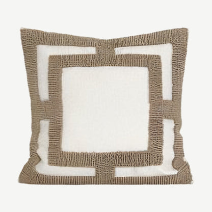 Ivory & Caramel loop-pile embroidery cushion cover, 45 x 45 cm