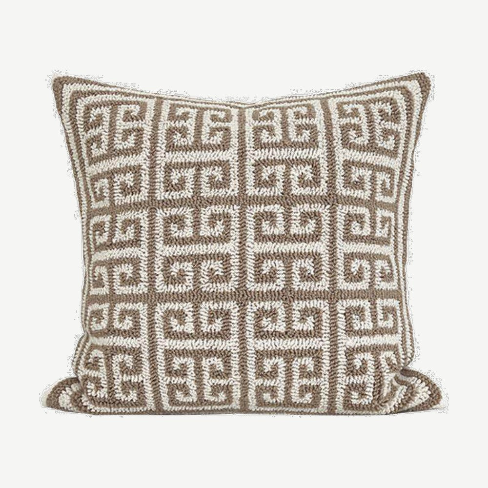 Caramel & Ivory loop-pile embroidery cushion cover, 50 x 50 cm