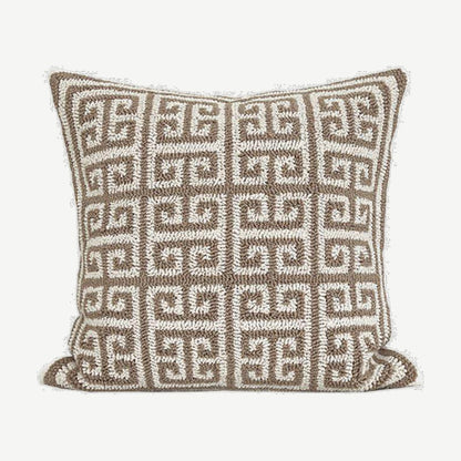 Caramel & Ivory loop-pile embroidery cushion cover, 50 x 50 cm