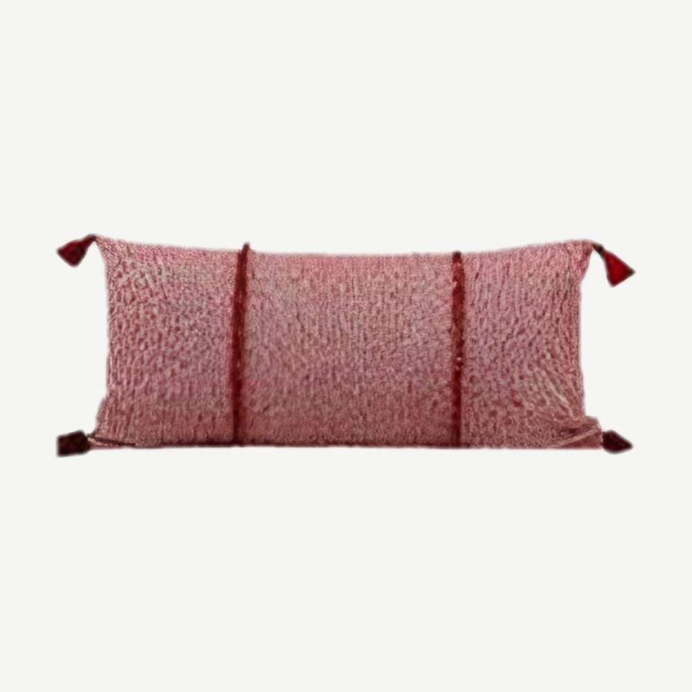 Red Flecked Hand-Woven Lumbar Cushion Covers