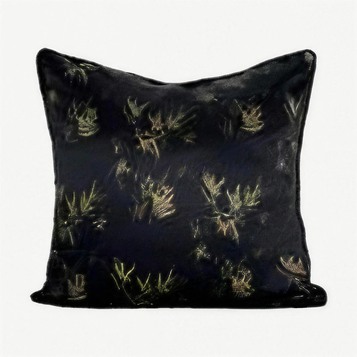 Bamboo Leaf Jacquard Cushion Covers in Black
