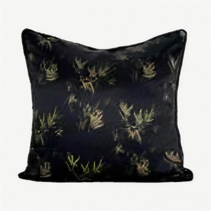 Bamboo Leaf Jacquard Cushion Covers in Black