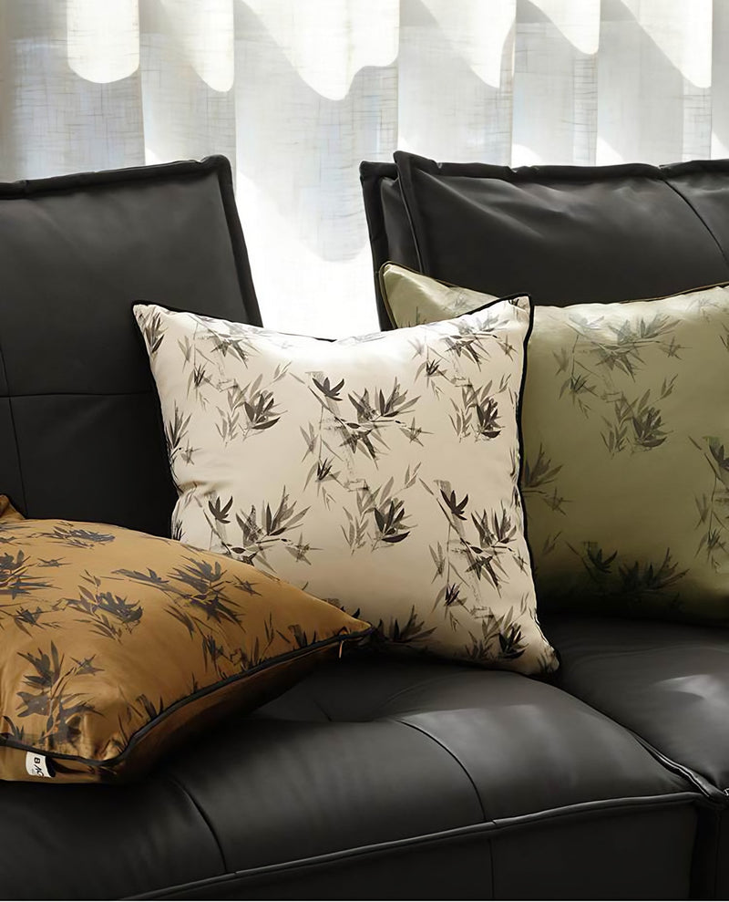 Bamboo Leaf Jacquard Cushion Covers, styled at home