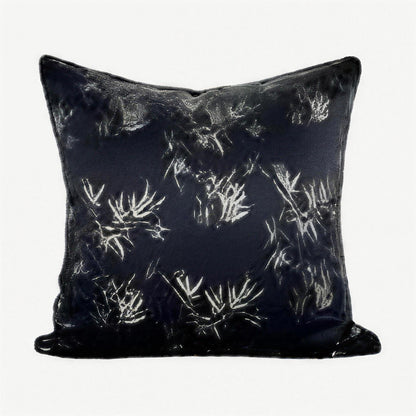 Bamboo Leaf Jacquard Cushion Covers in Navy