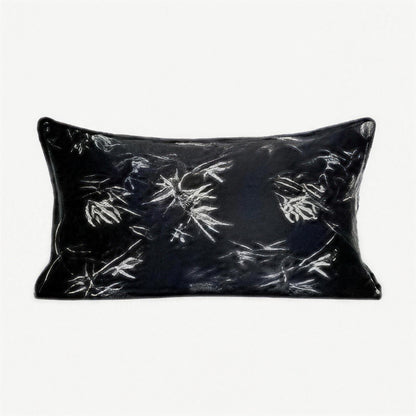 Bamboo Leaf Jacquard Cushion Covers in Navy