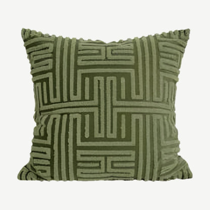 Moss Green Maze Embroidery Cushion Covers