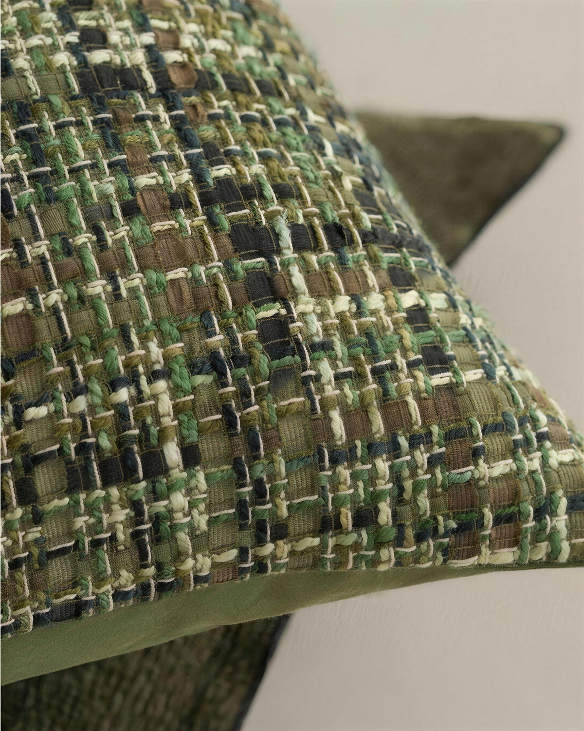 Green Tweed Jacquard Cushion Covers, styled at home