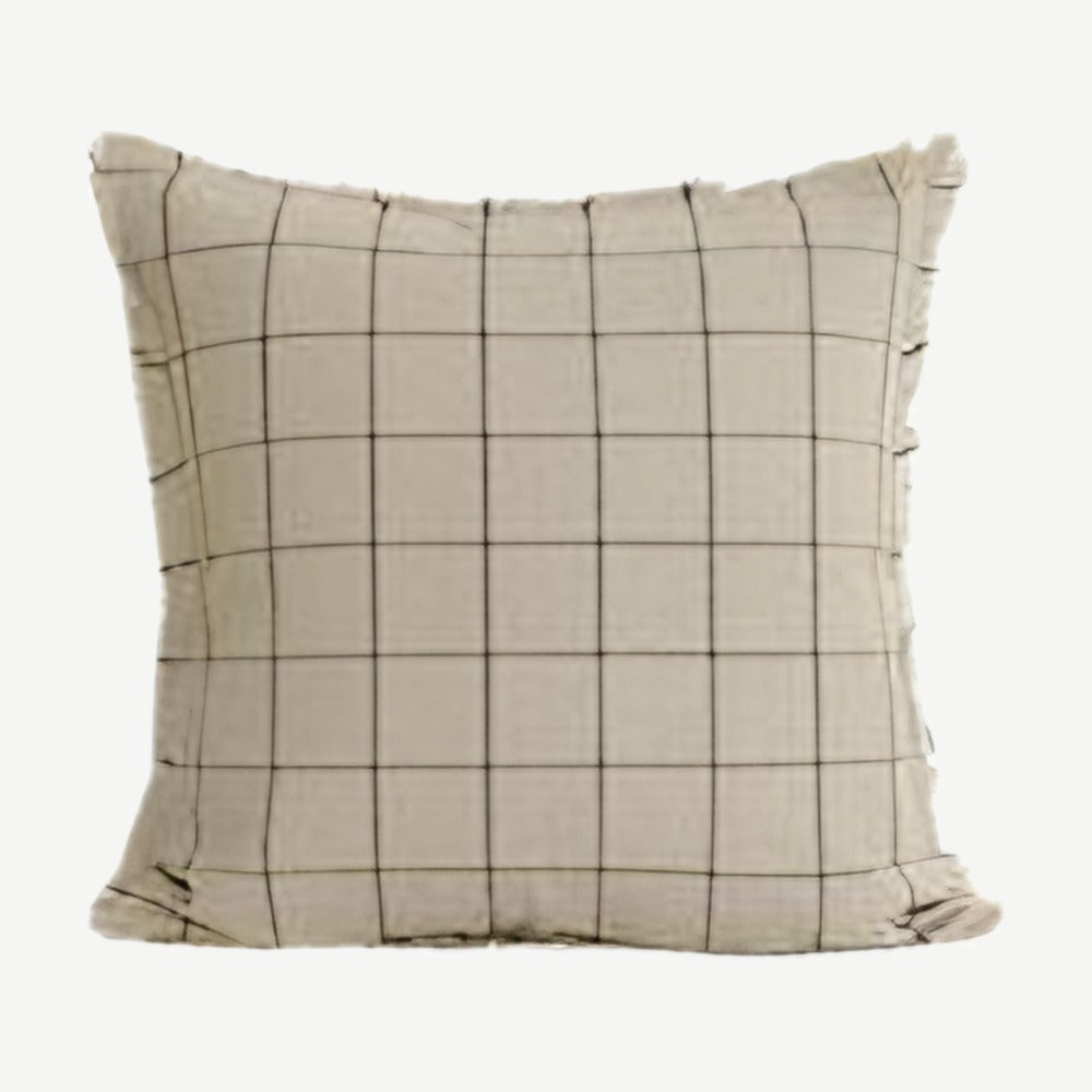 Natural Check Jacquard Linen Cotton Cushion Covers