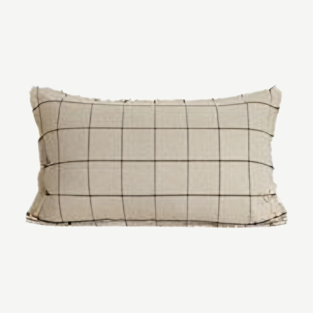 Natural Check Jacquard Linen Cotton Cushion Covers