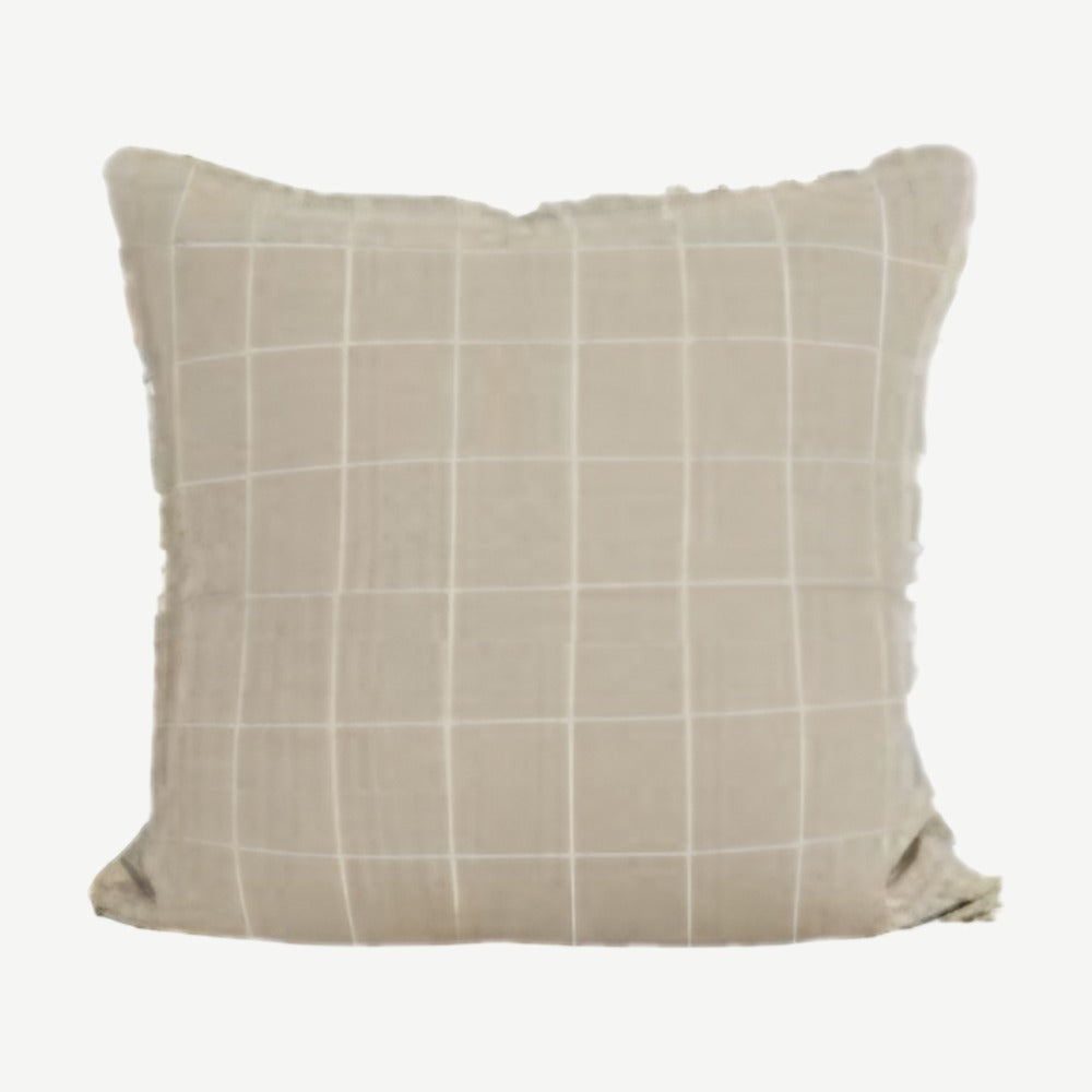 Natural Check Jacquard Linen Cotton Cushion Covers