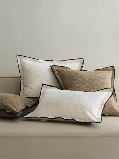 Moss Green Chenille Jacquard Cushion Covers, styled at home