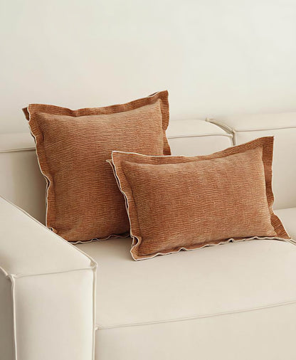 Orange Chenille Jacquard Lumbar Cushion Covers, styled at home