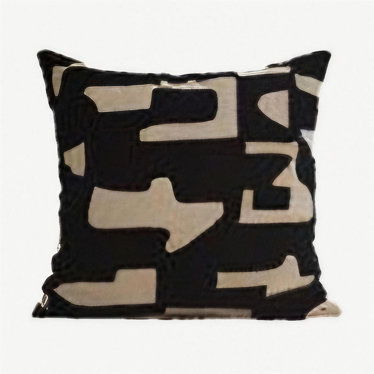 Black & Sand Abstract Jacquard Cushion Covers