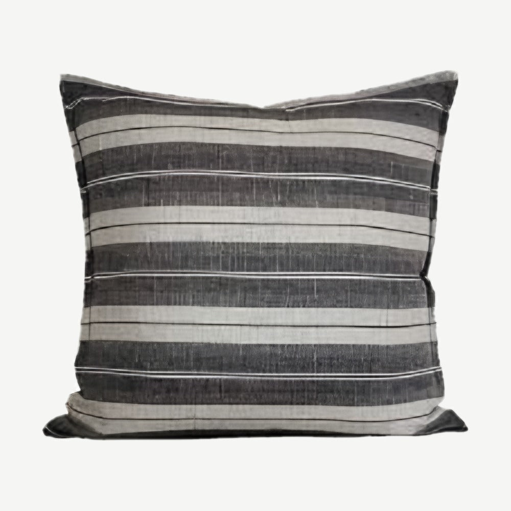 Charcoal Wide Stripe Jacquard Linen Cushion Covers