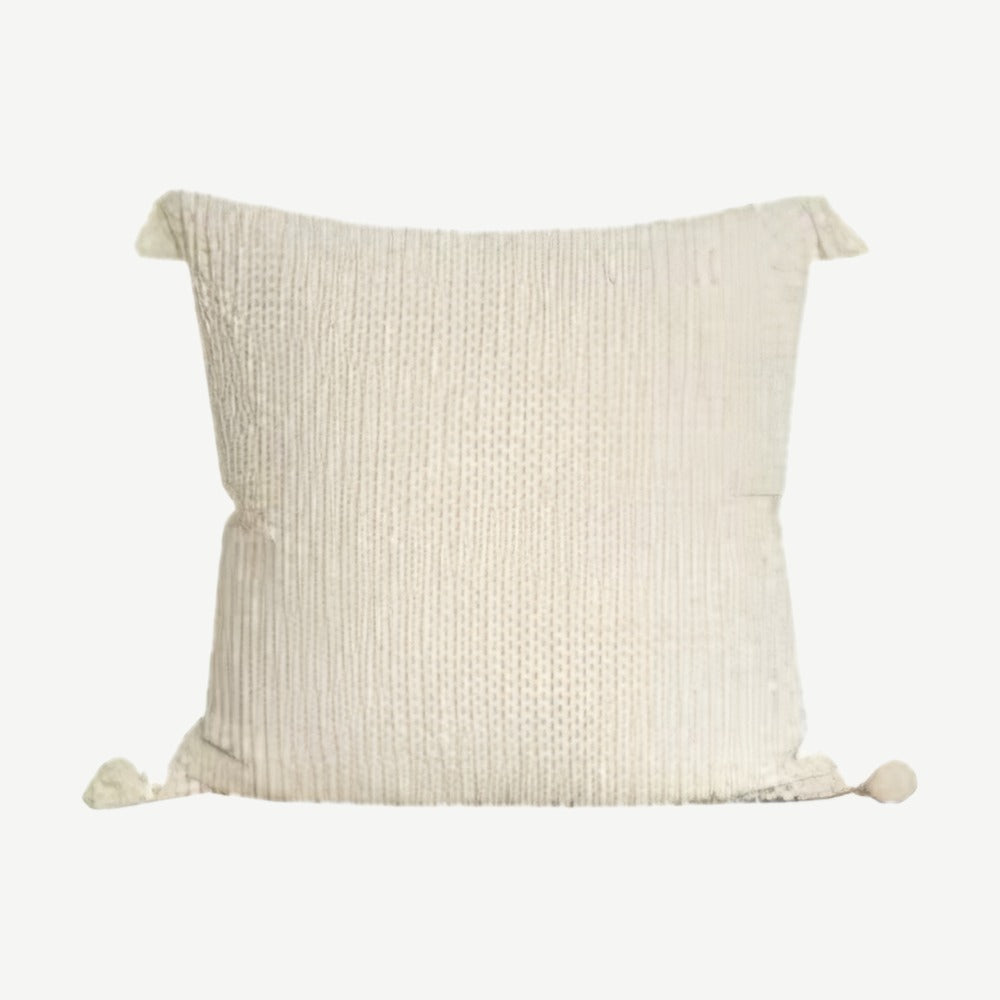 Ivory Bouclé Woven Tassel Cushion Covers